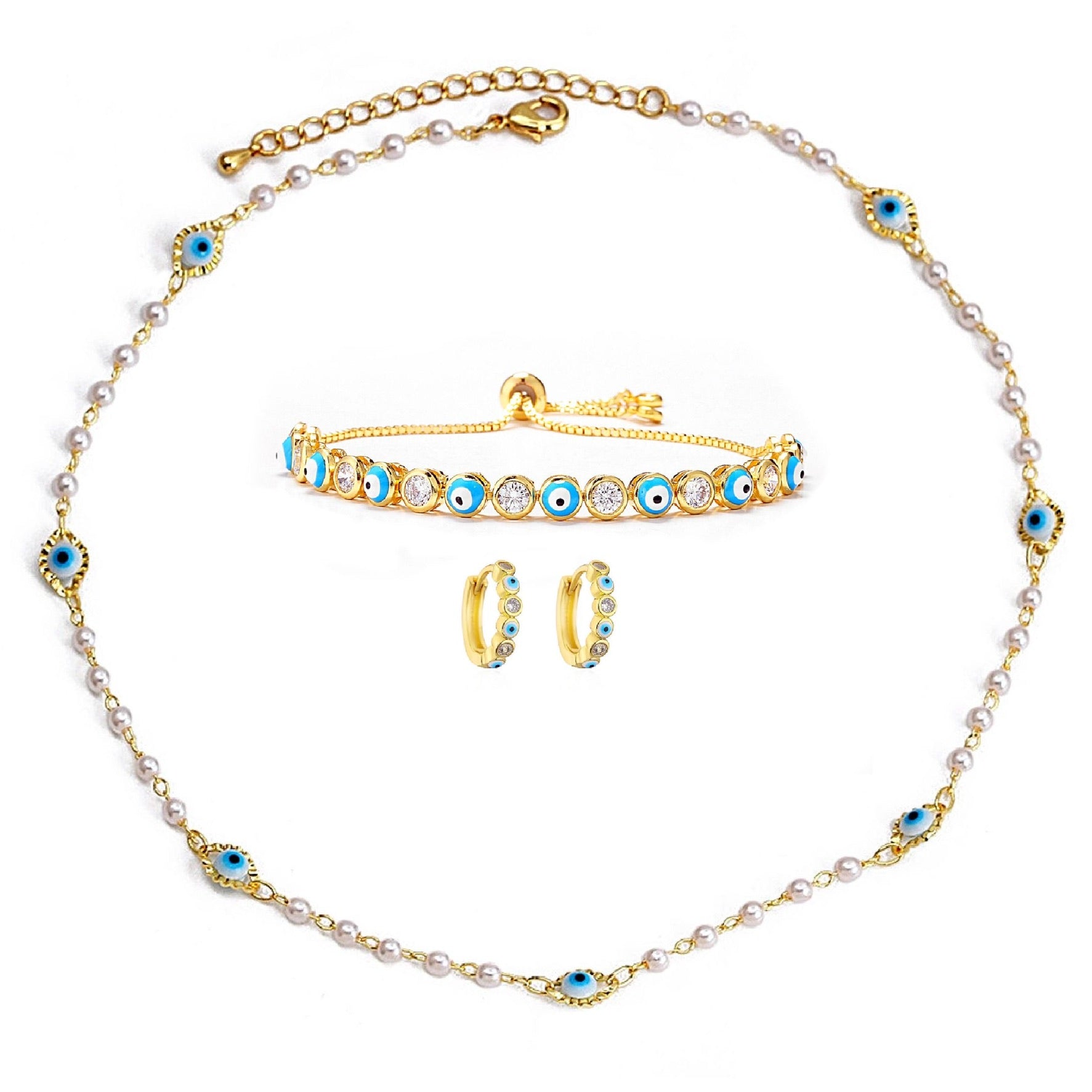 Light Blue Evil Eye Jewellery Set