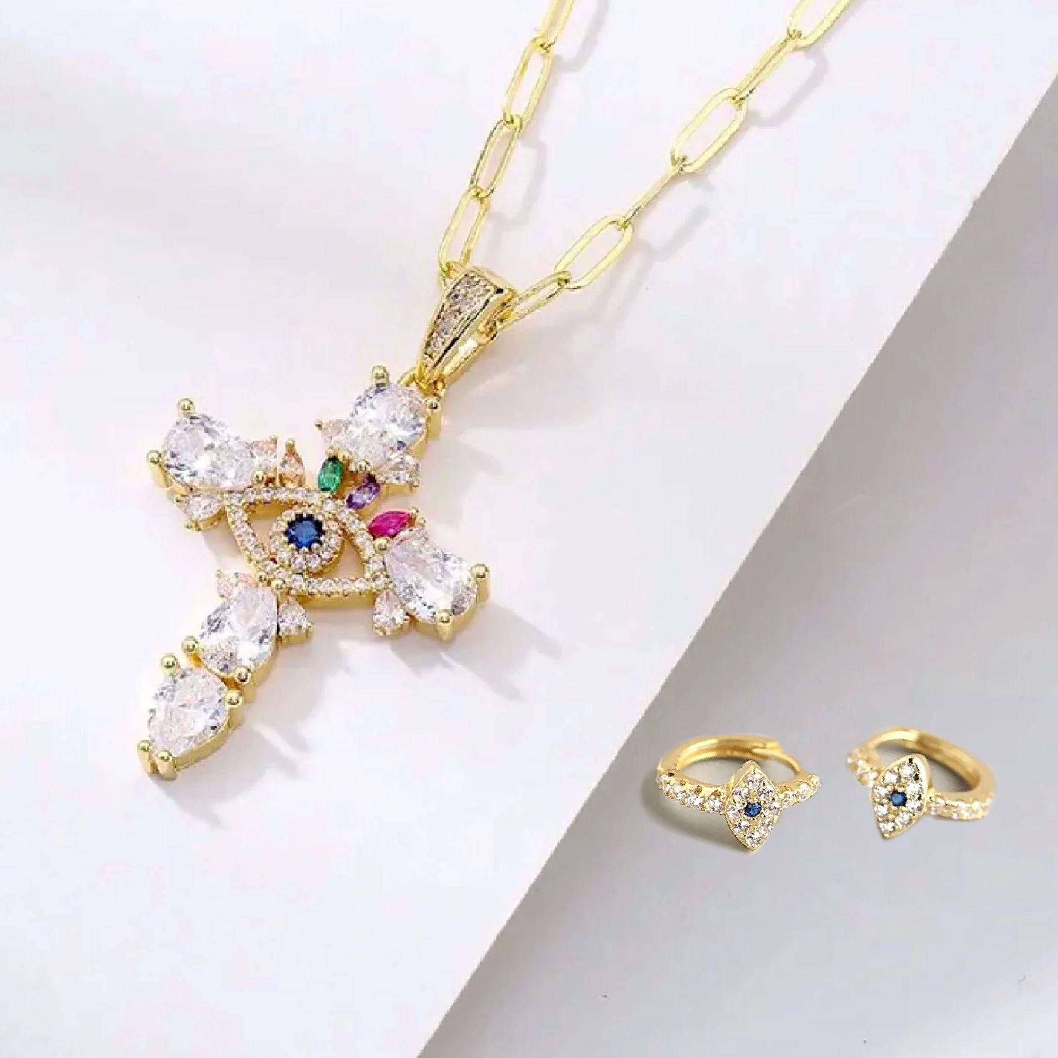 Evil Eye Cross Jewellery Set