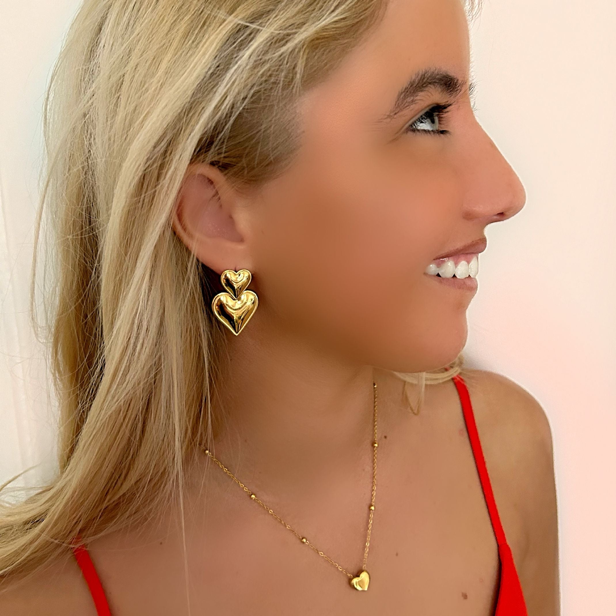 Gold heart jewellery set