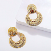 Gold button hoop earrings 
