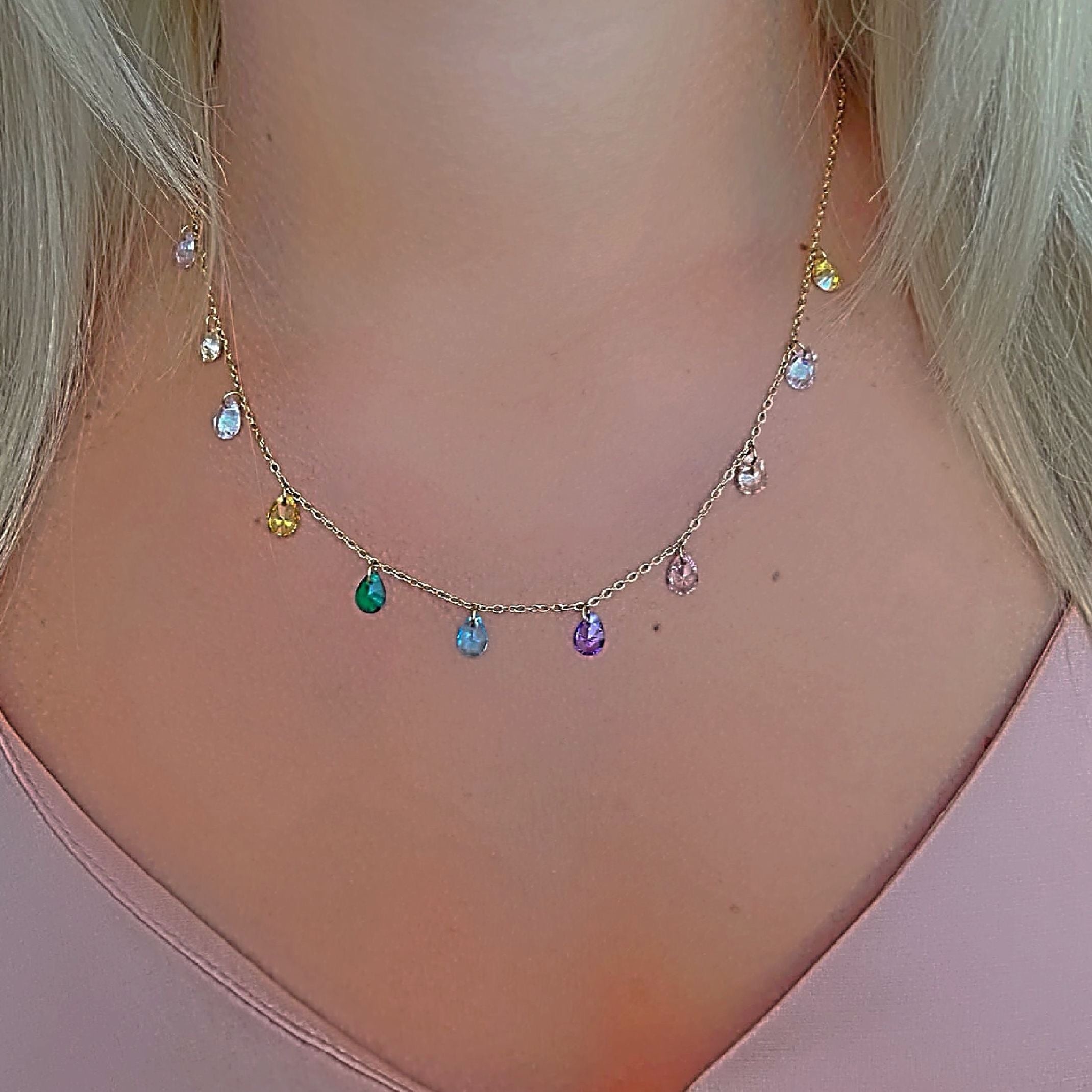 Colourful gemstone necklace