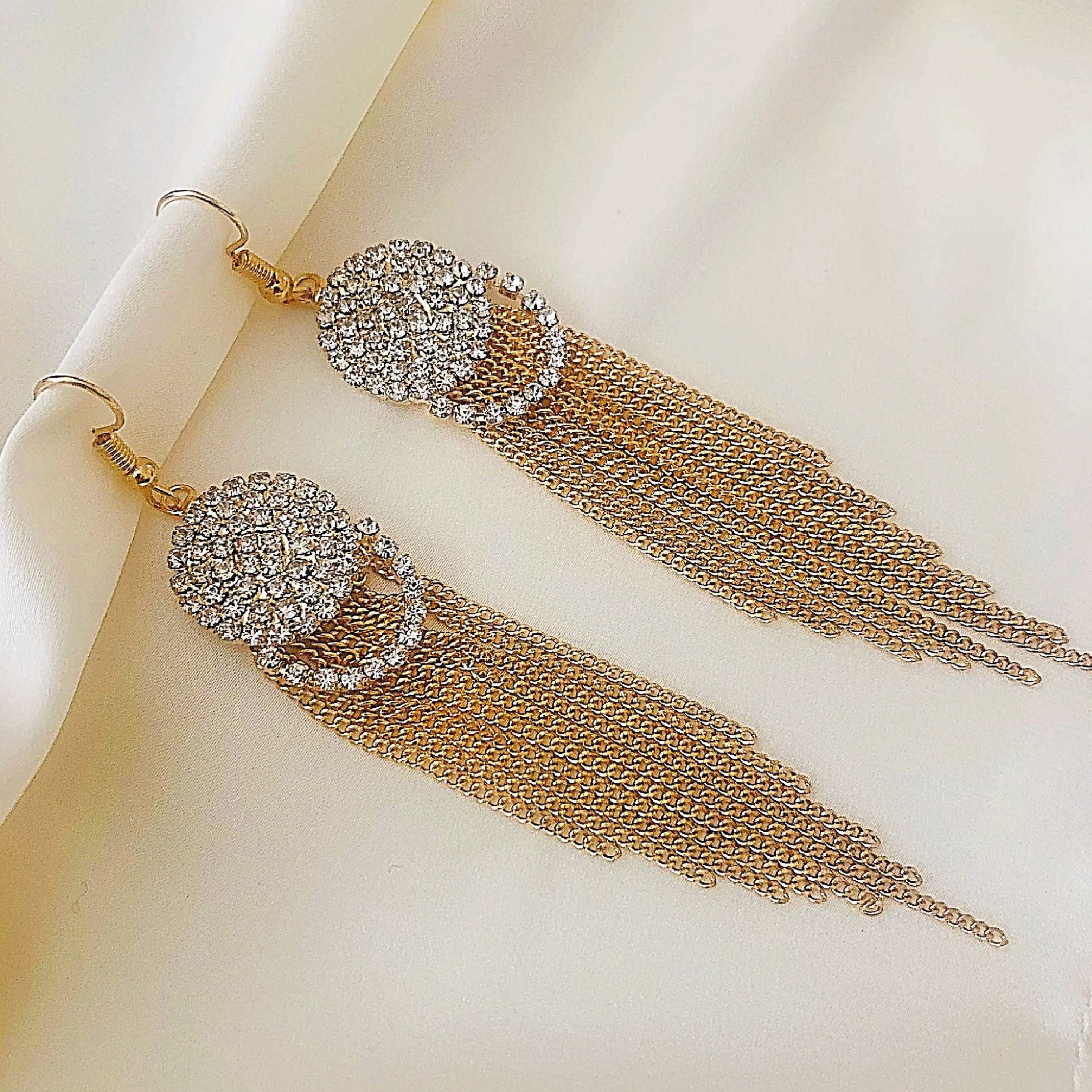 Diamanté fringe earrings