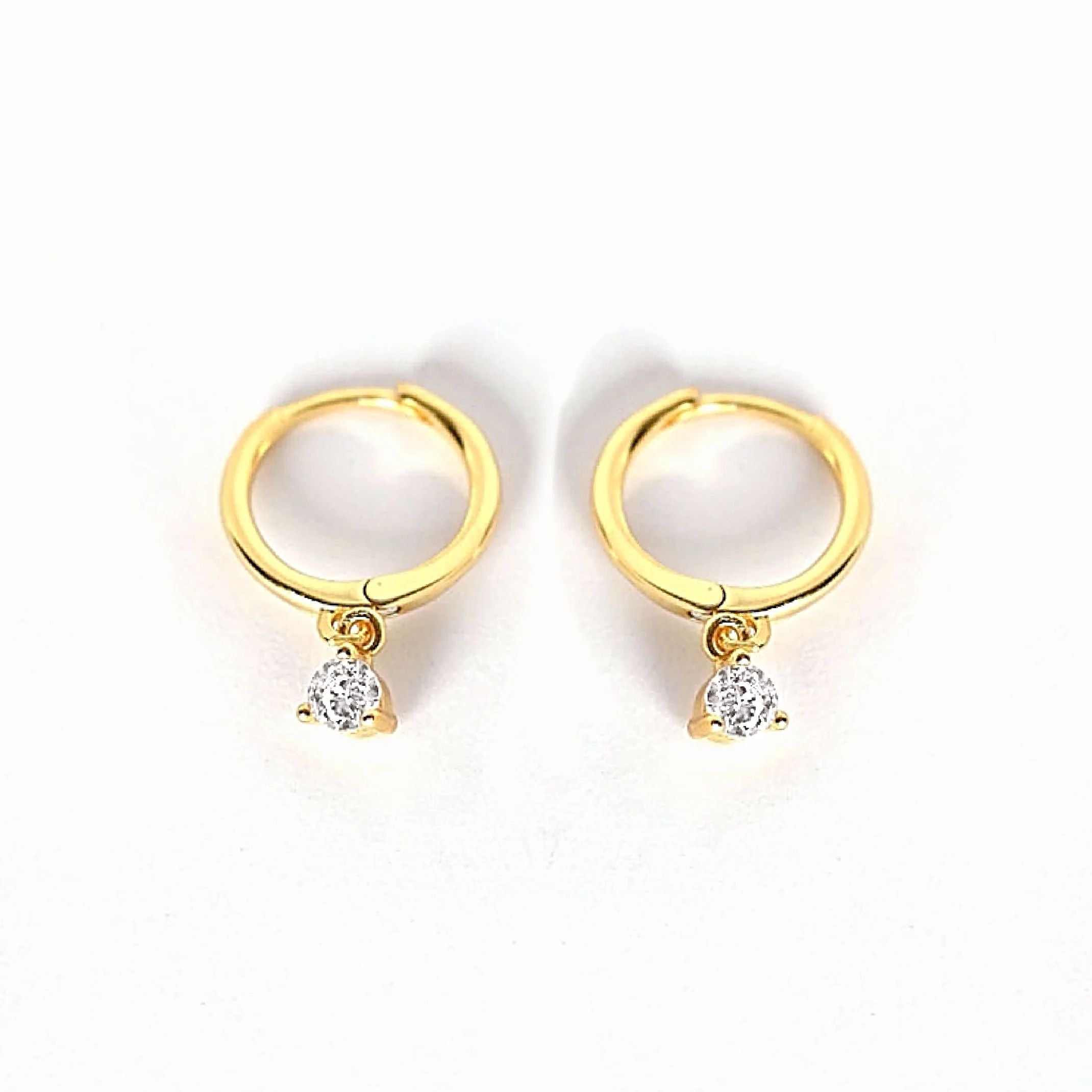 Gold diamond huggie earrings