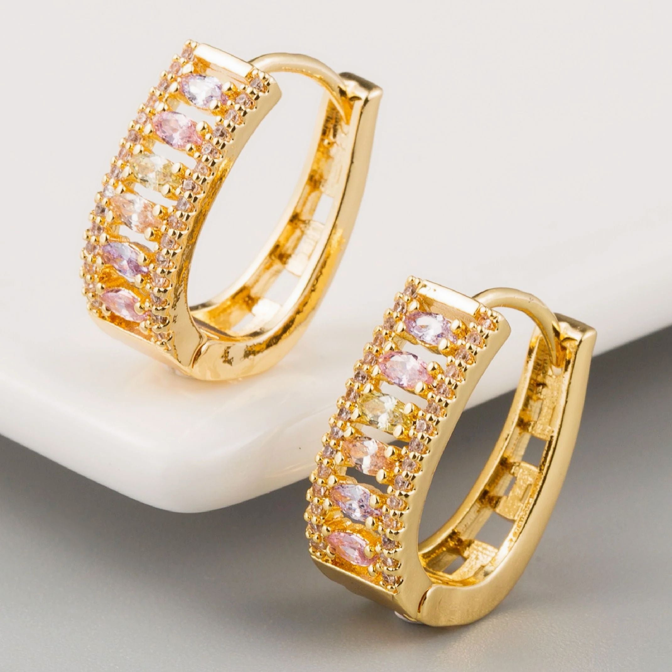 Gemstone hoop earrings