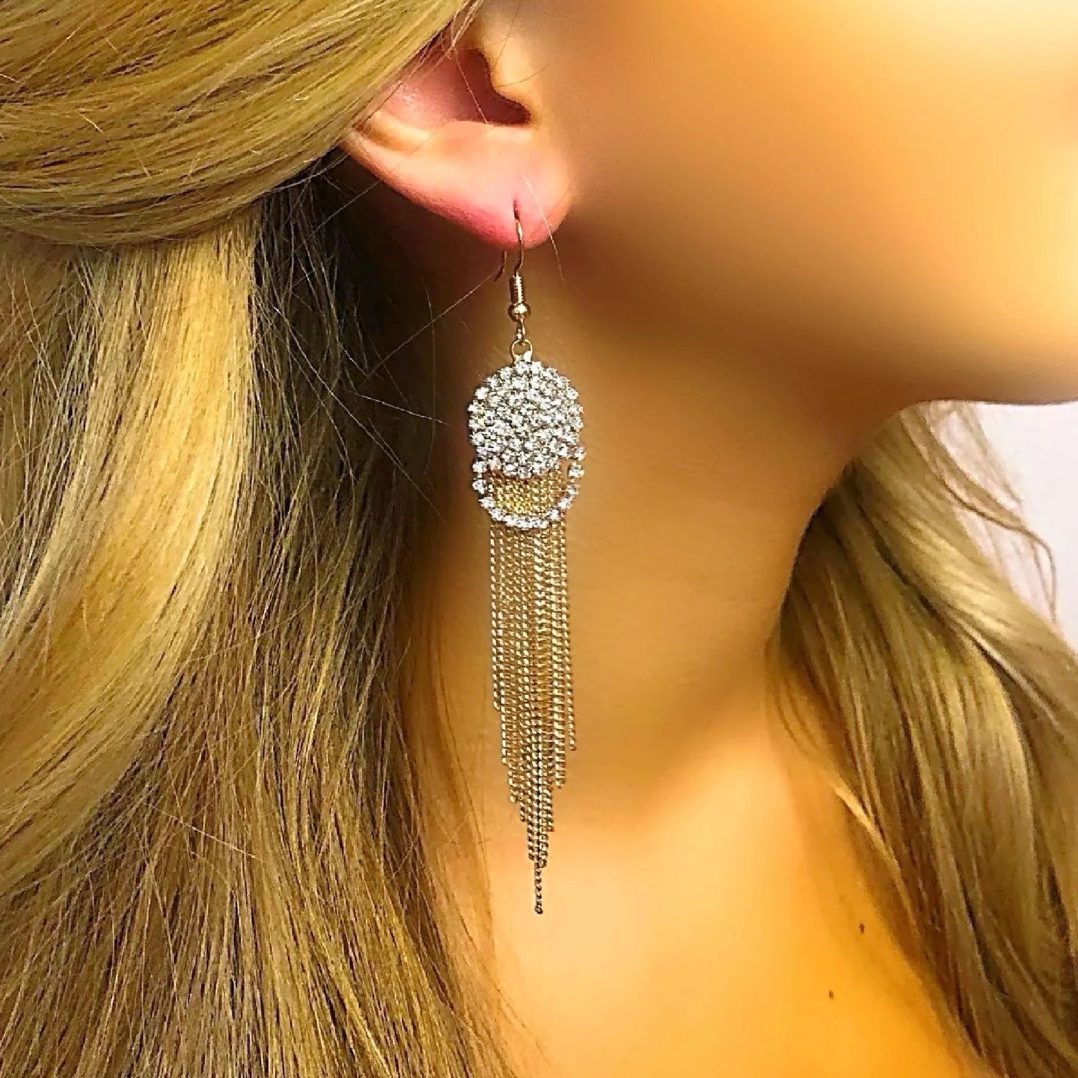 Diamond fringe earrings