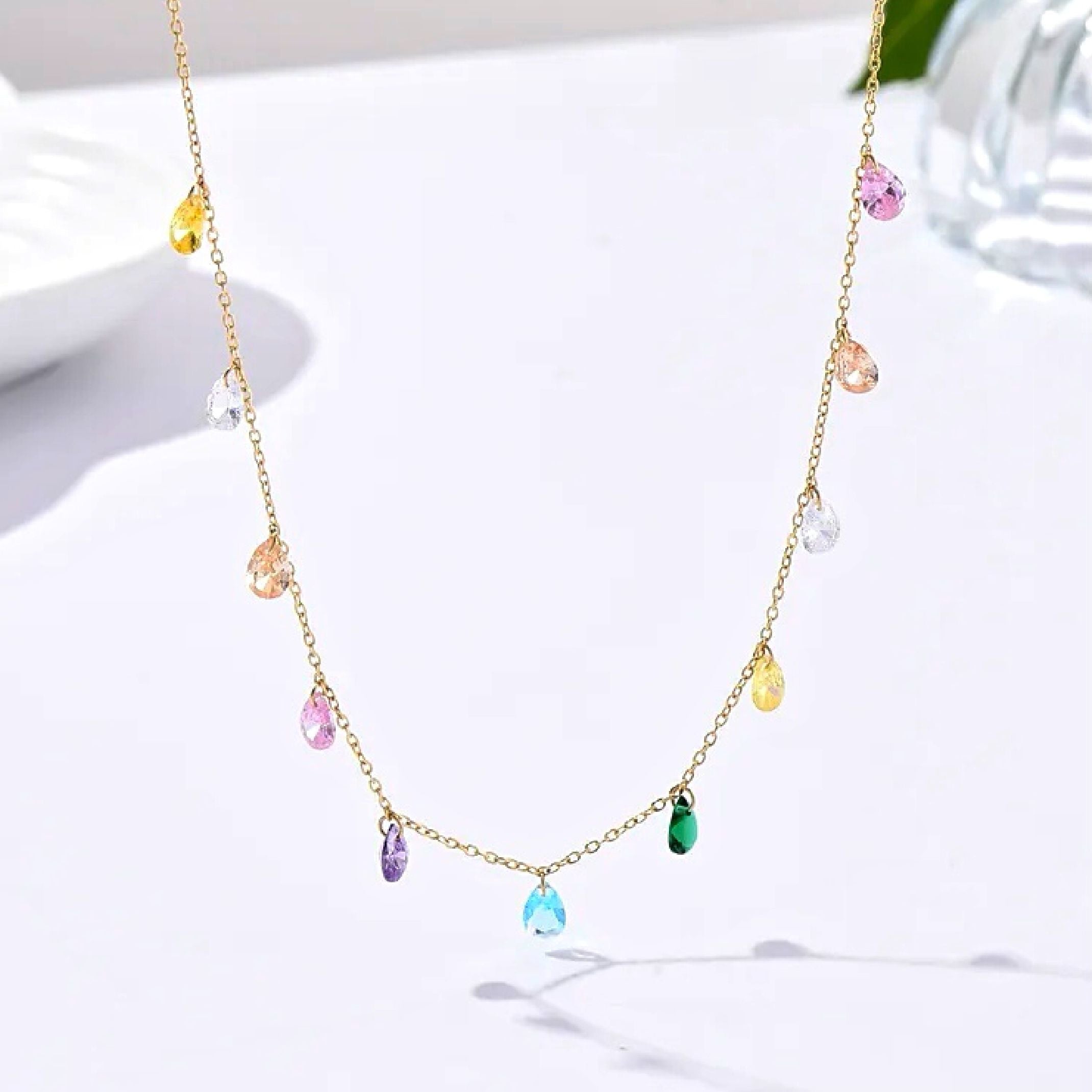 Colourful gemstone necklace