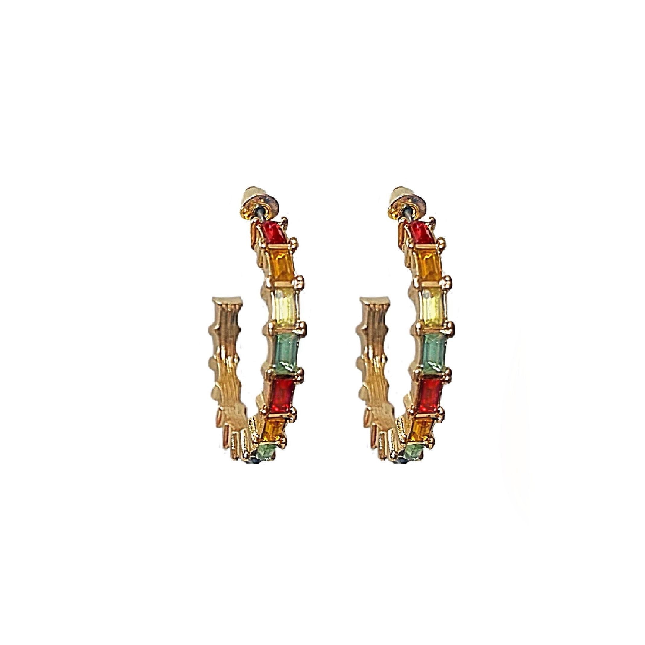 Rainbow hoop earrings 
