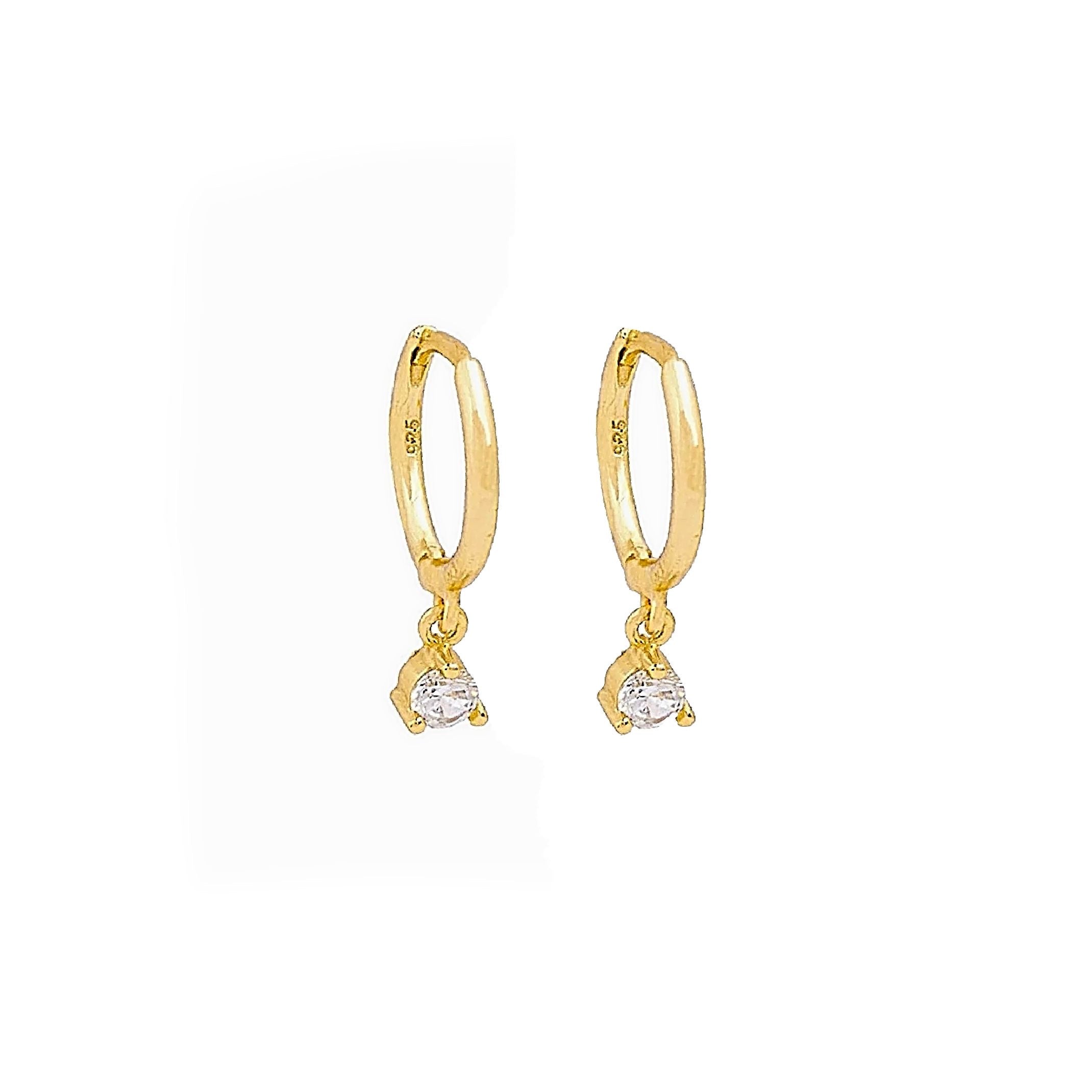 Gold diamond huggie earrings