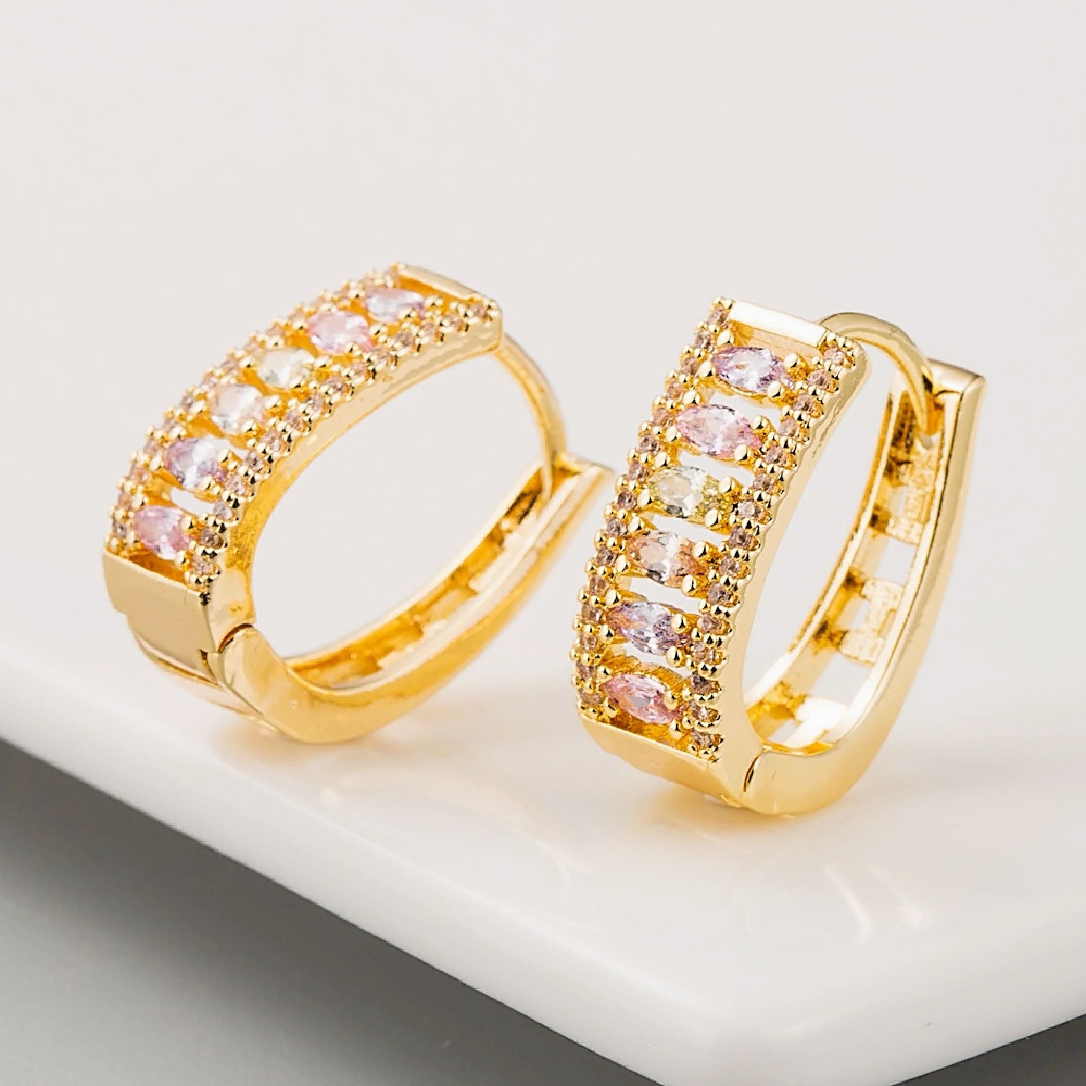 Gemstone hoop earrings