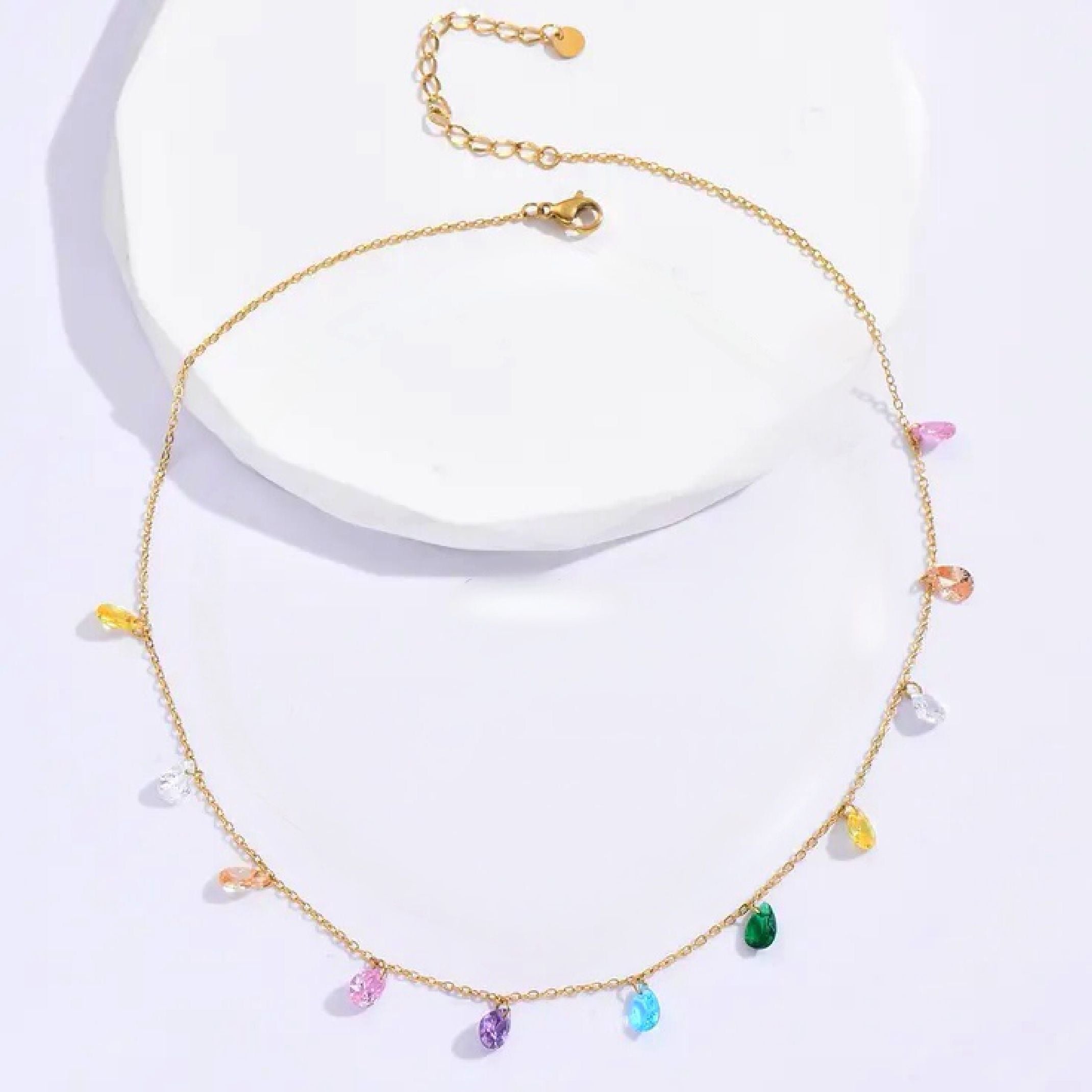 Colourful gemstone necklace