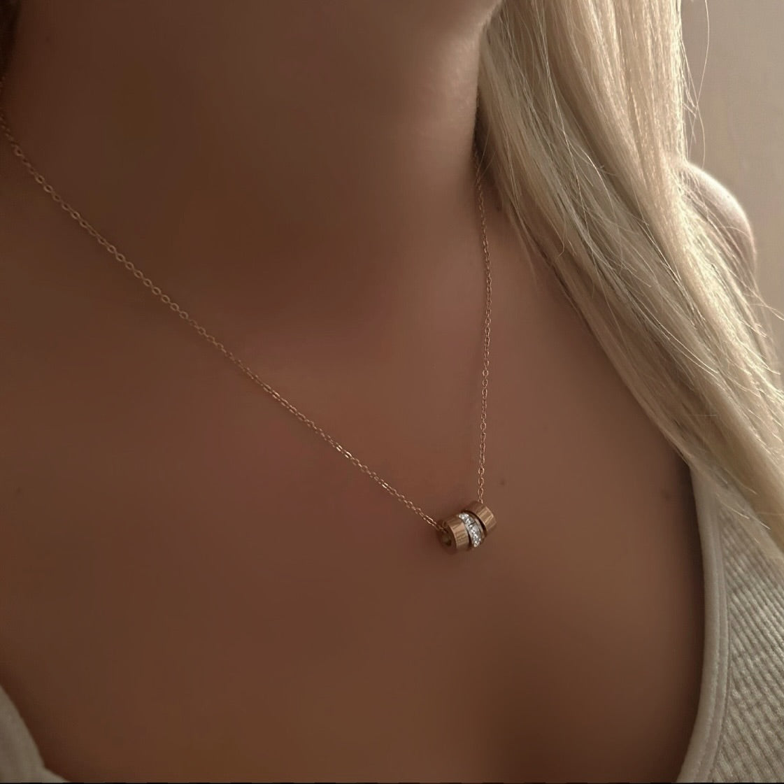 Rose Gold Diamond Ring Necklace