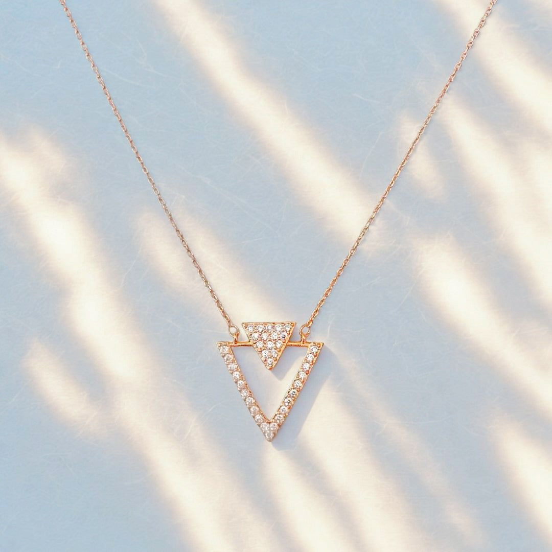 Rose Gold Diamanté Pendant Necklace