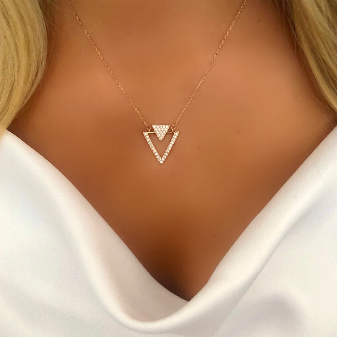 Rose Gold Diamanté Pendant Necklace