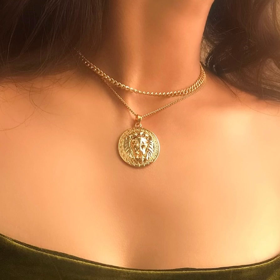 Lion Disc Necklace