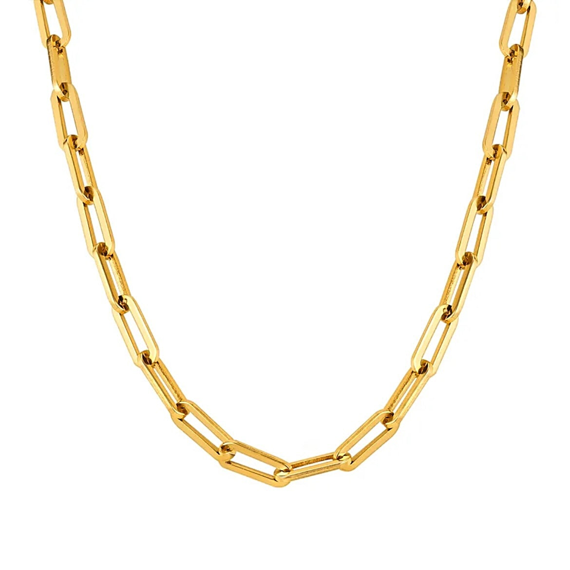 Gold paperclip chain necklace