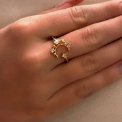 Moon and star ring
