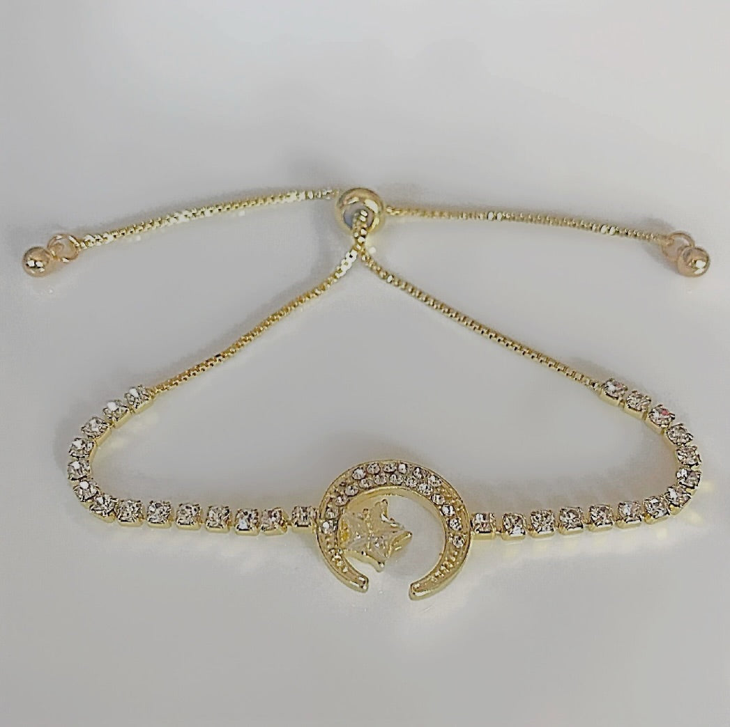 Crescent moon tennis bracelet