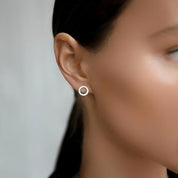 Sparkling circle stud earrings