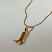 Gold cowboy boot necklace