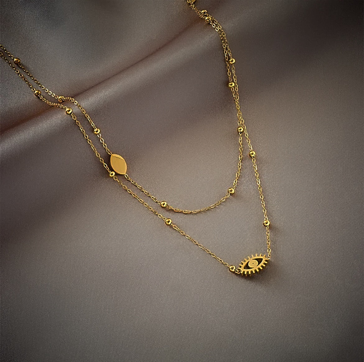 Evil eye layered necklace