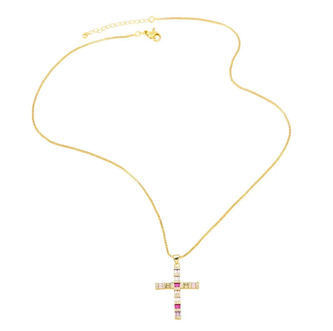 Colourful cross necklace