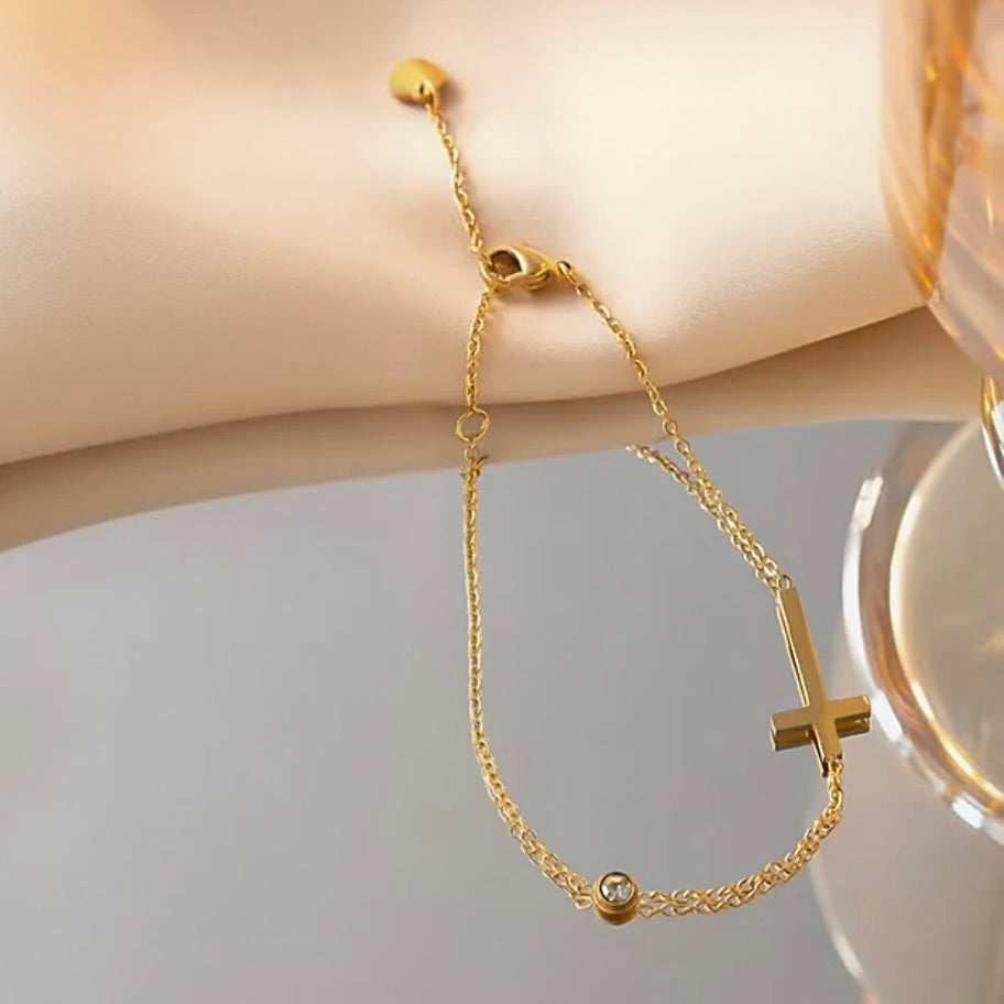 Dainty cross bracelet