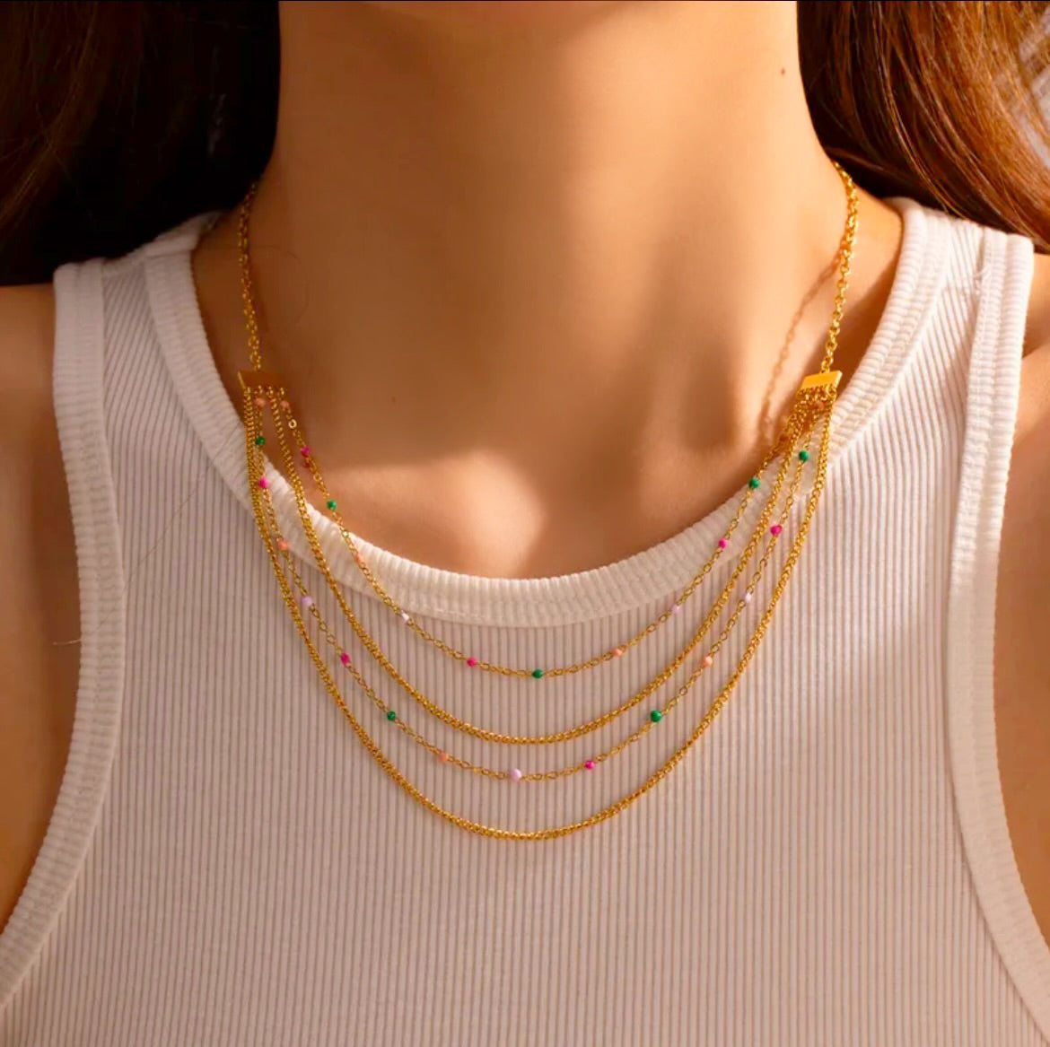 Colourful layered necklace