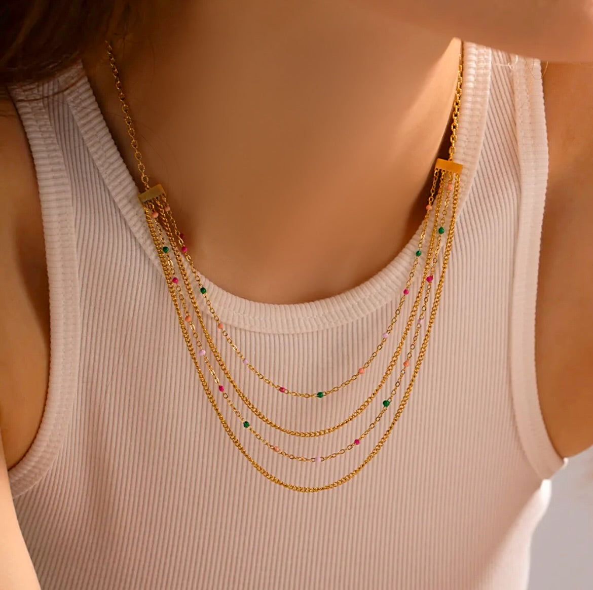Colourful layered necklace
