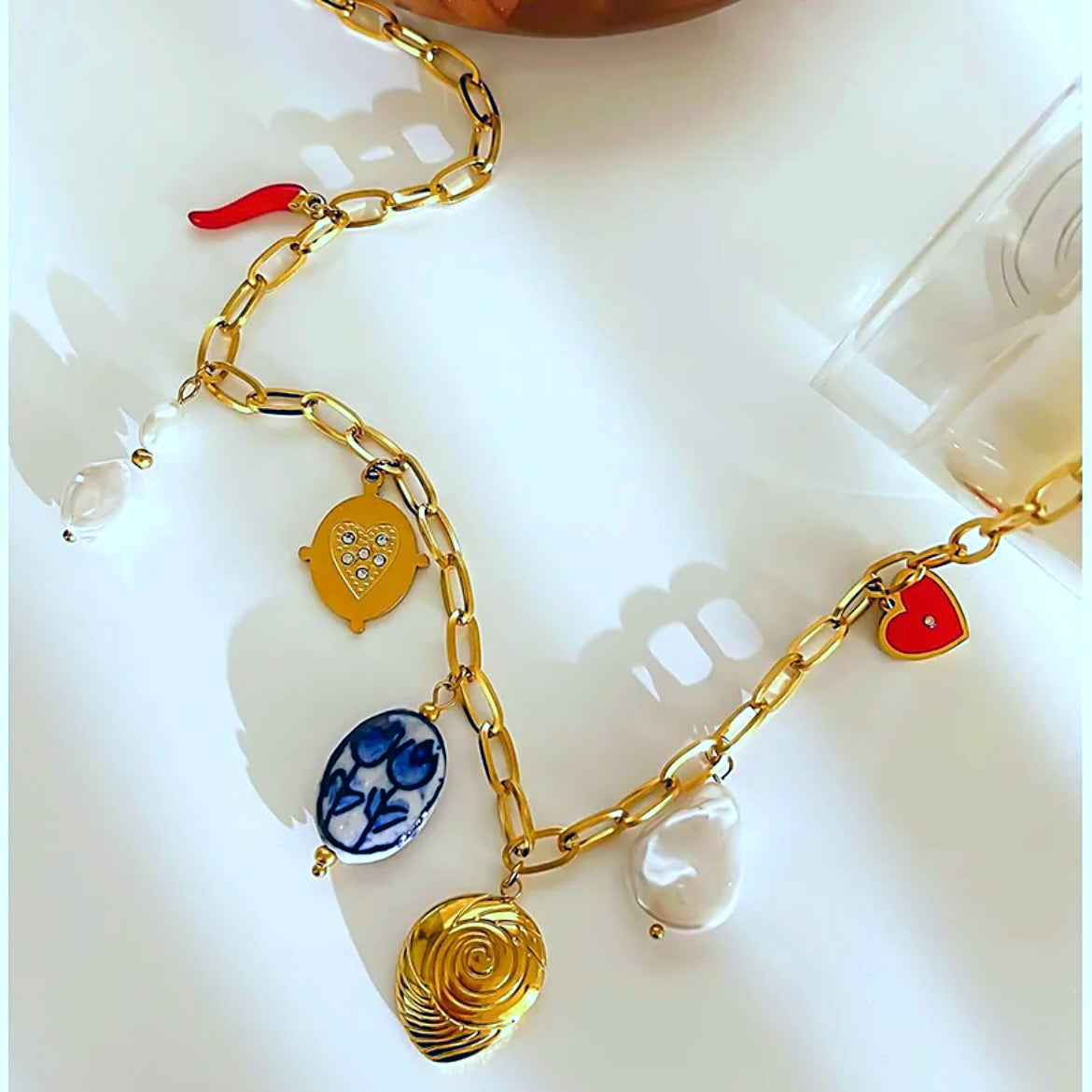 Statement charm necklace