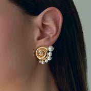 Gold shell pearl earrings