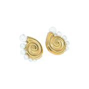 Gold shell pearl earrings