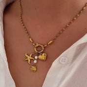 Gold summer charm necklace