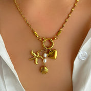 Gold summer charm necklace