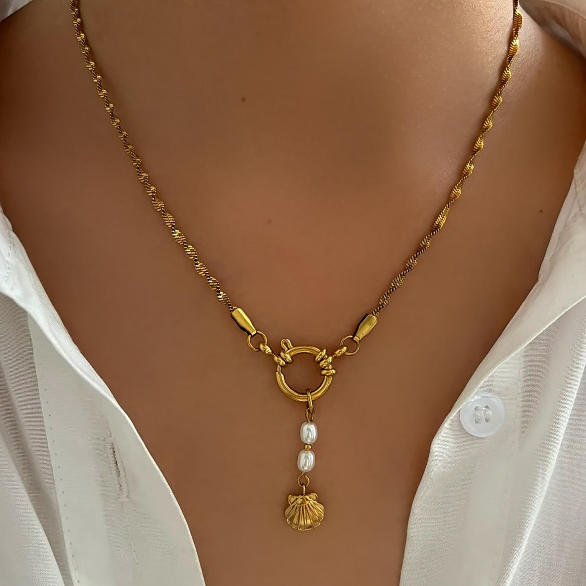 Gold summer charm necklace