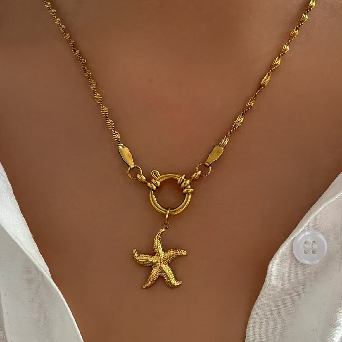 Gold summer charm necklace