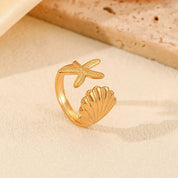 Gold starfish shell ring