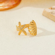 Gold starfish shell ring