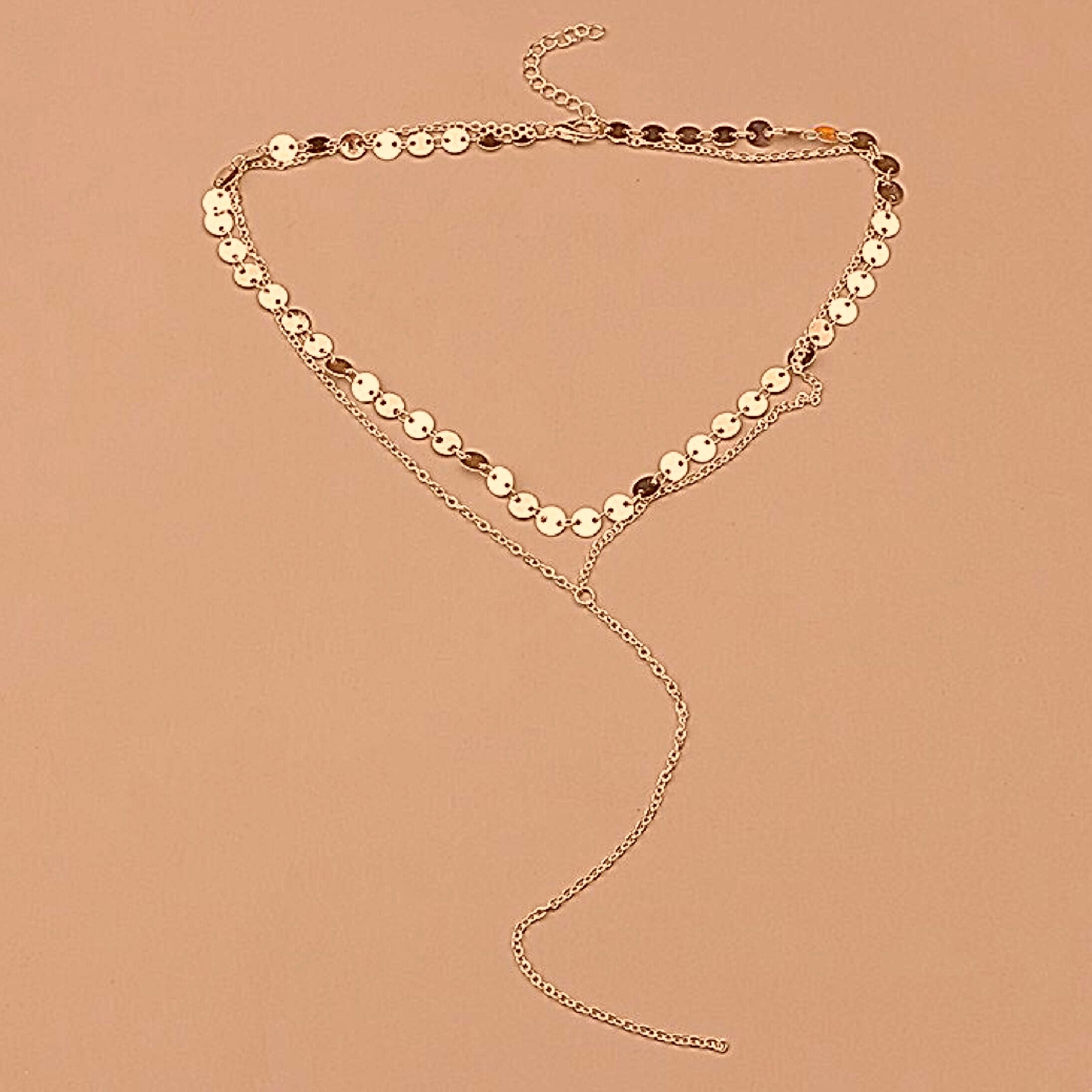 Gold sequin layered necklace
