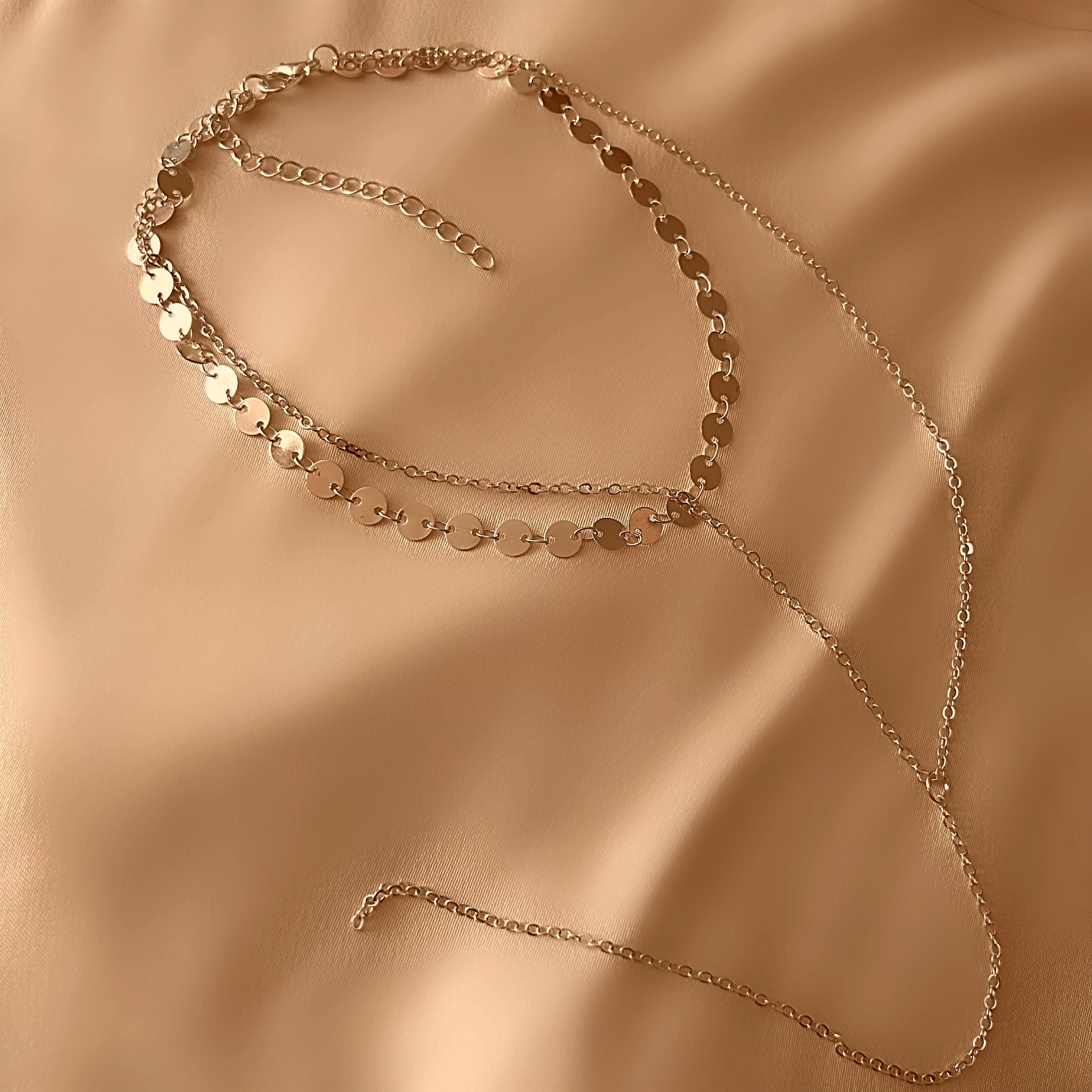 Gold sequin layered necklace