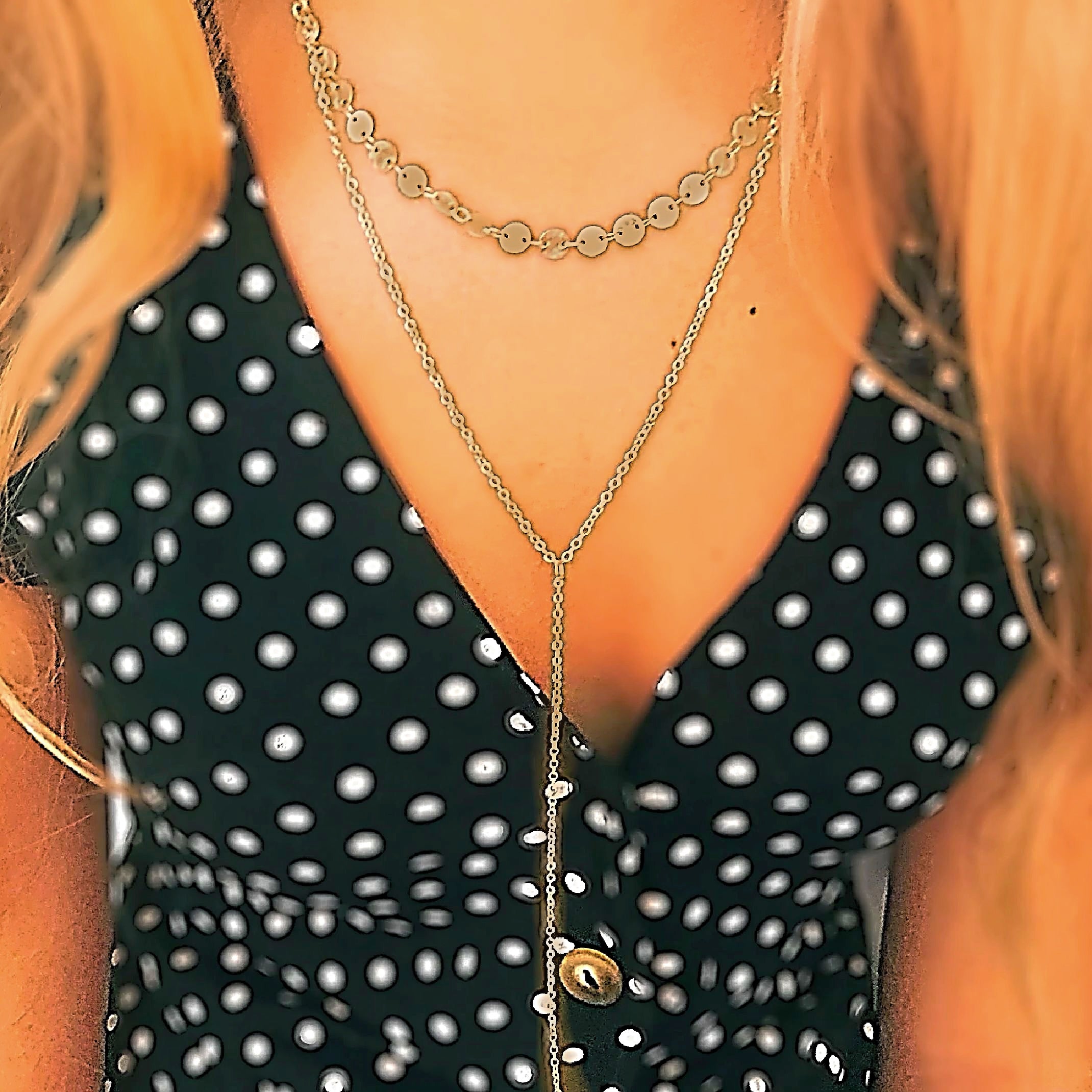 Gold sequin layered necklace