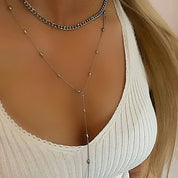 Silver layered necklace