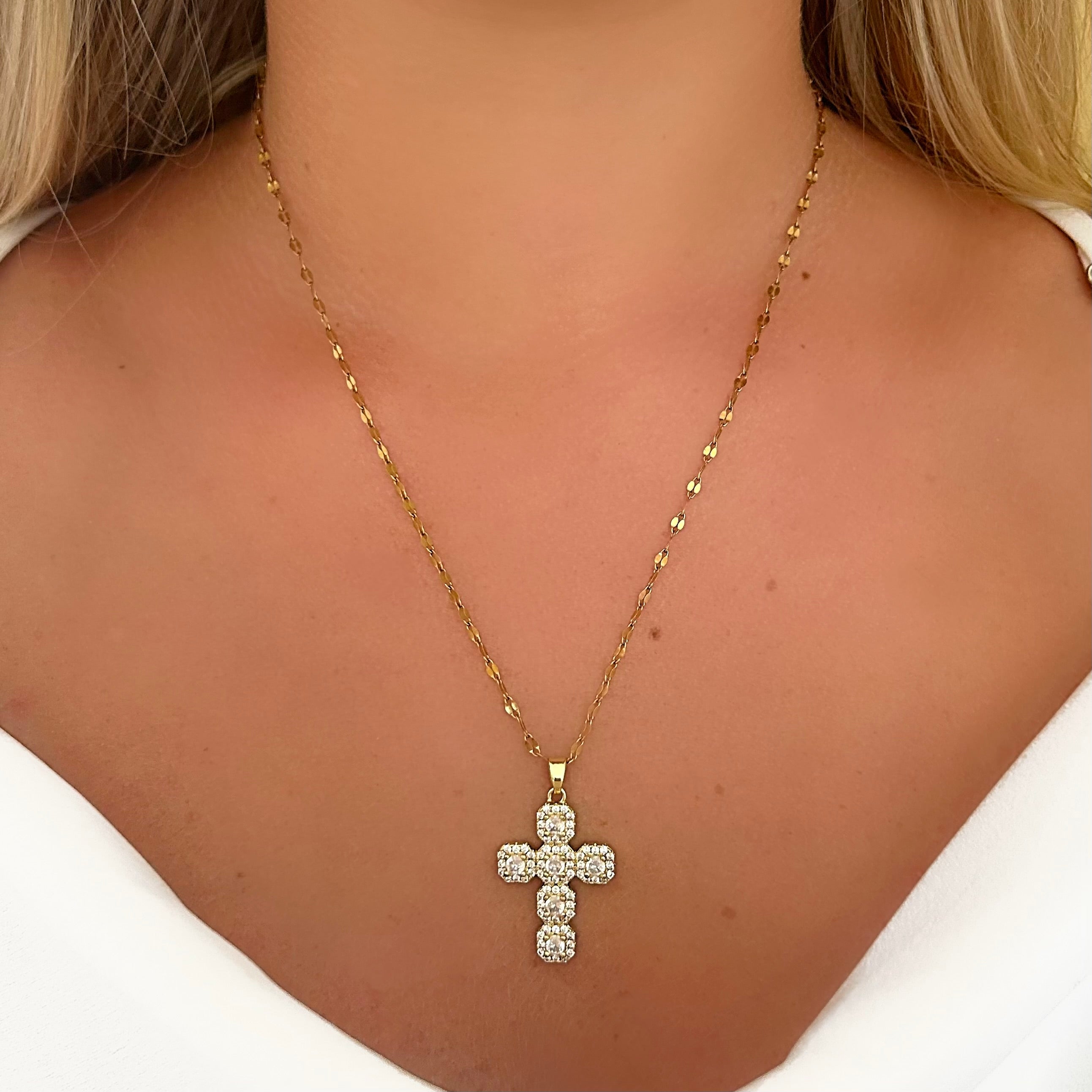 Diamond cross necklace