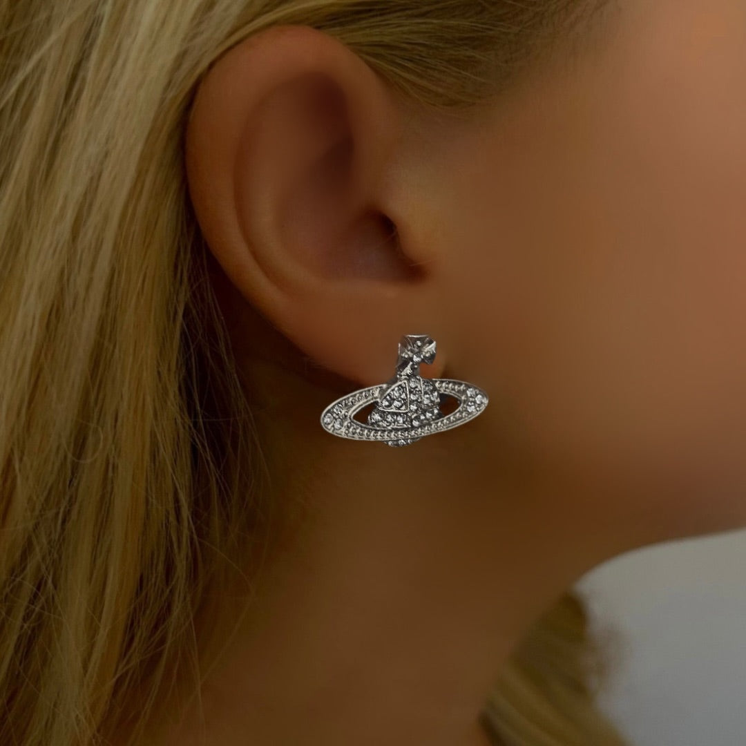 Silver orb stud earrings