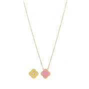 Pink clover necklace