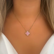Pink clover necklace