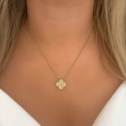 Pink clover necklace