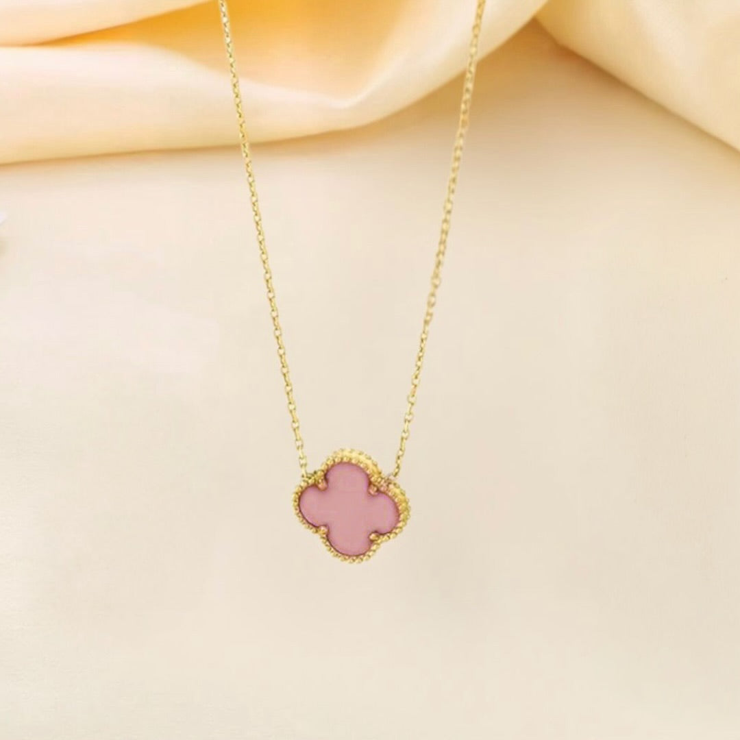 Pink clover necklace