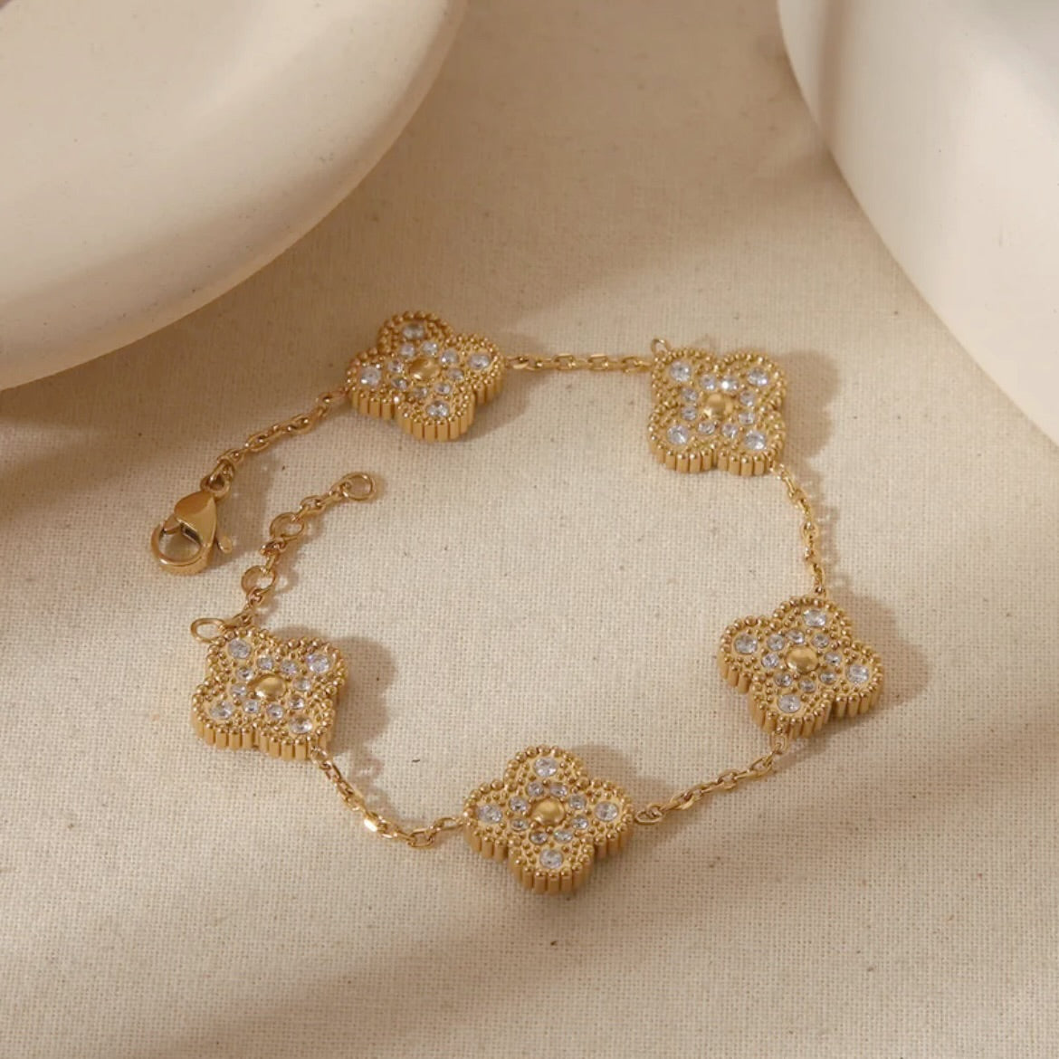 Pink clover bracelet