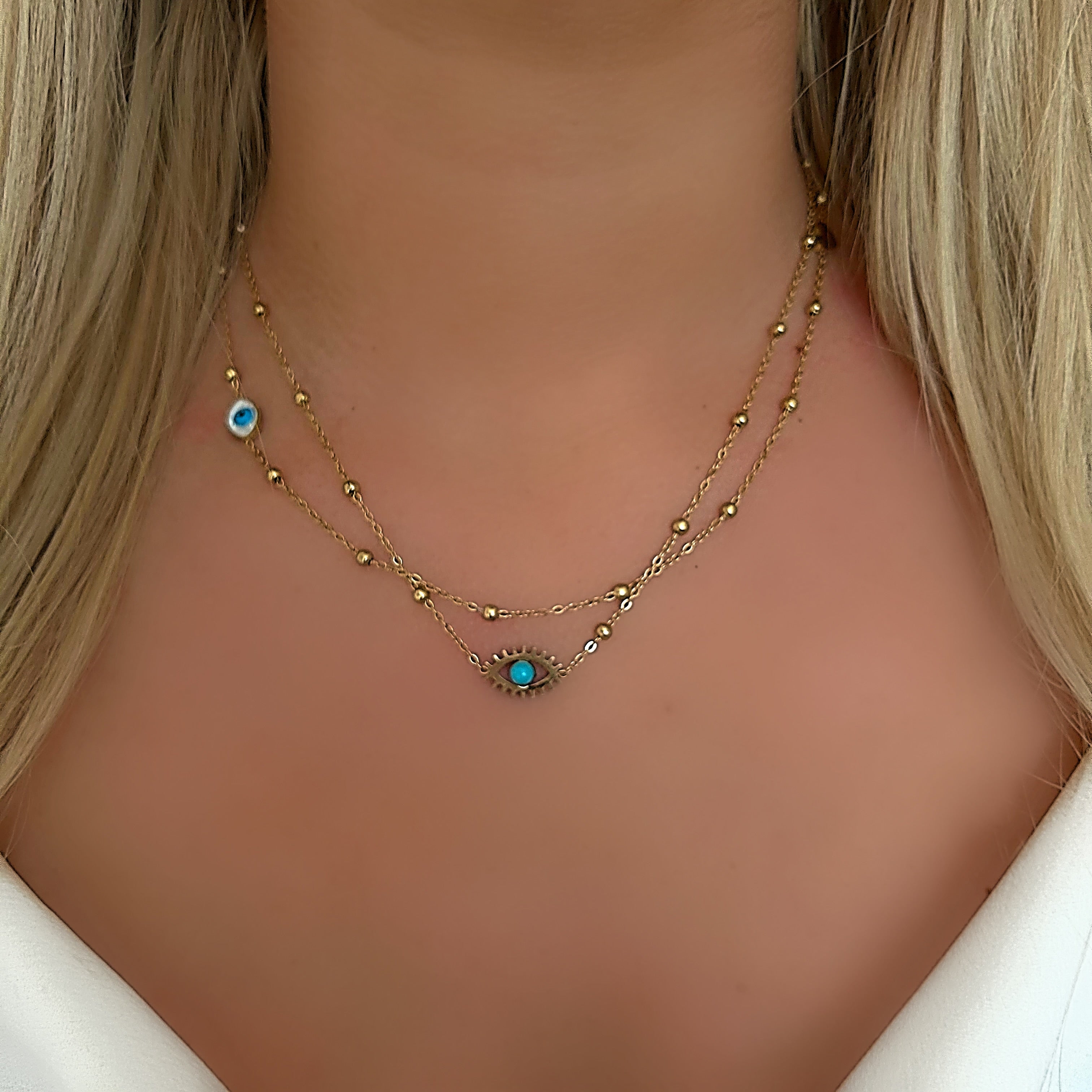 Evil eye layered necklace