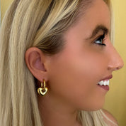 Bubble heart huggie earrings